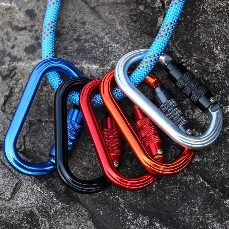Carabiner Locking D - Screw Lock Carabiner D‑Shape Aluminum Alloy